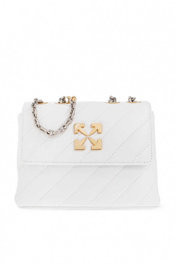 OFF-WHITE Jackhammer-19 Shoulder Bag Beige in Leather/Cotton